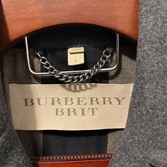 Burberry Brit Eckford Double Breasted Wool Peacoat Gray Large 42R, Free Ship - Picture 2 of 8